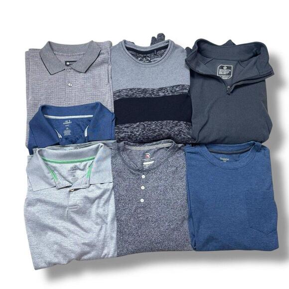 Lot - 7 Men’s Essential Shirt Long Sleeve/Polo/Sweater Size L Golf HAGGER Sports - Picture 1 of 7